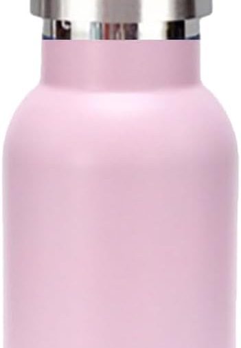 Double Walled Stainless Steel Vacuum Insulated Sports Water Bottle with Portable Stainless Lid, Wide Mouth (Pink 12oz）