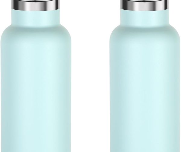 17oz Stainless Steel Water Bottle,Leak-Proof Sweat-Proof Travel Bottle,Double Wall Vacuum,Portable Insulated Cup,Reuseble Metal Bottle for School Sports Hikers Kids,Fog(2Packs)