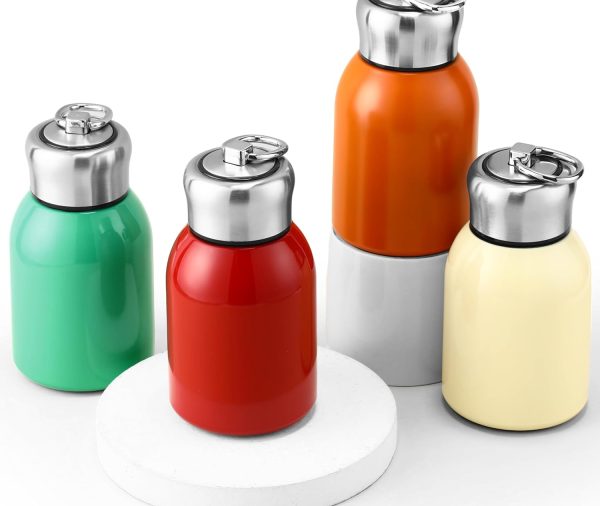 4 Pcs 10oz Mini Water Bottles Stainless Steel Slim Insulated  for Hot Cold Drink Thermal Small Vacuum Portable Water Bottle for Women Gifts Travel Camping Hiking (Bright Color)